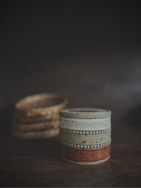 Vintage Denby Lidded Stoneware Canister | England | Rustic Speckled Ceramic